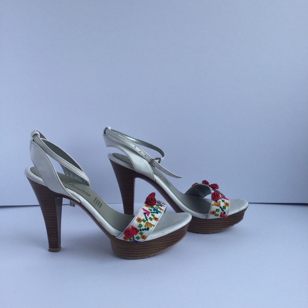 Mexican  Gorgeous White Embellished Platform stiletto Shoes Size 7